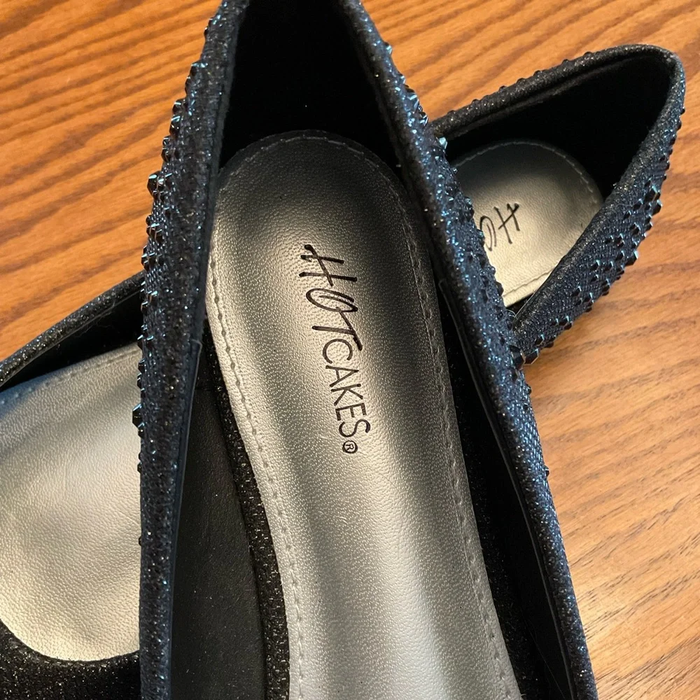 Hot Cakes Bejeweled Black Ballet Flats, Women’s Sz 8.5M